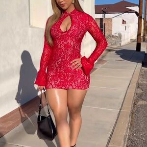 Elegant Red Lace Dress